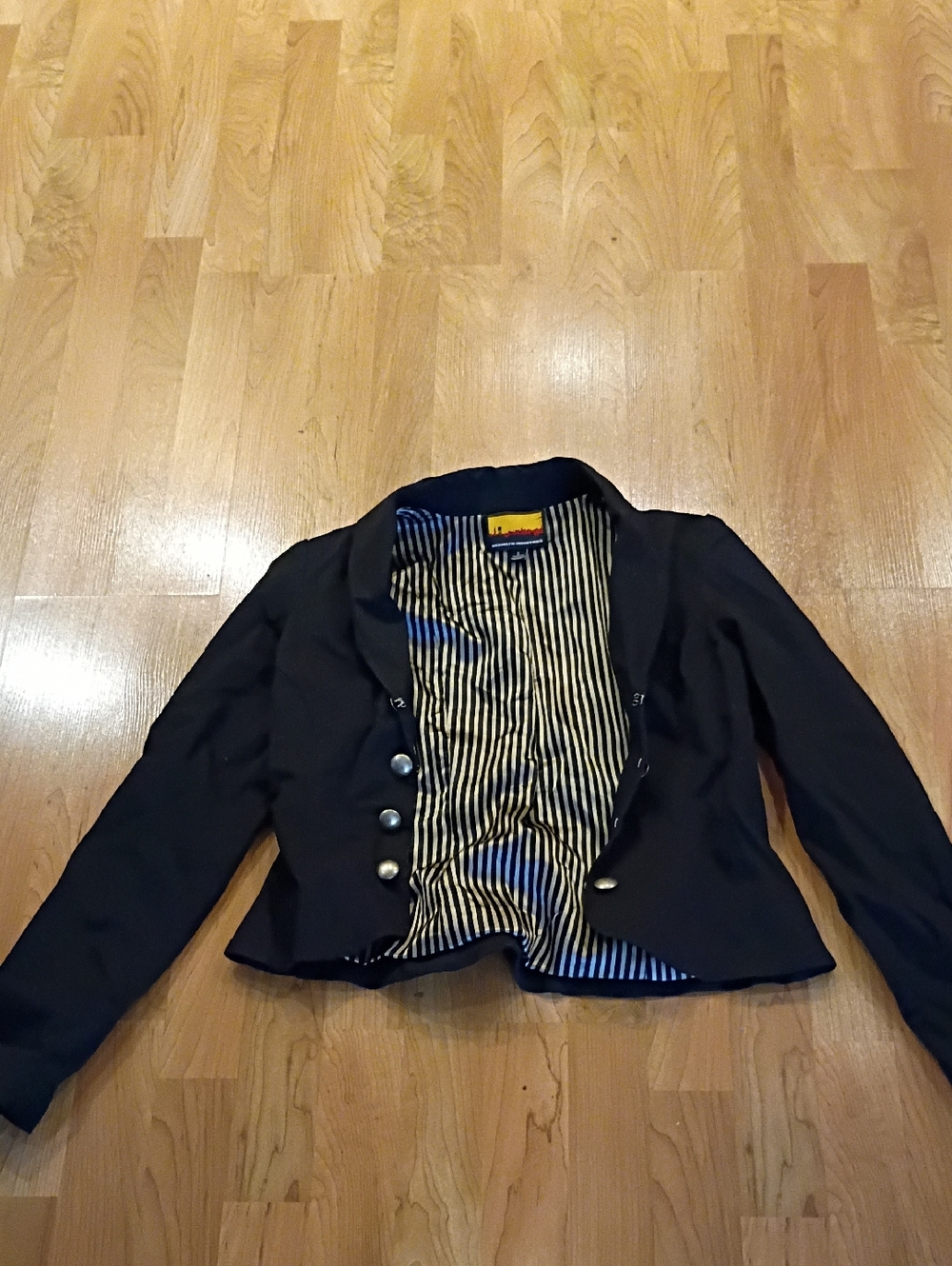 Brooklyn Industries Black Cropped Military-Style Blazer
